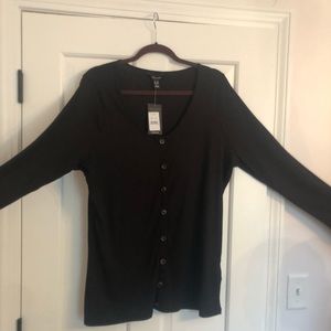 New Look black button up long sleeve sweater